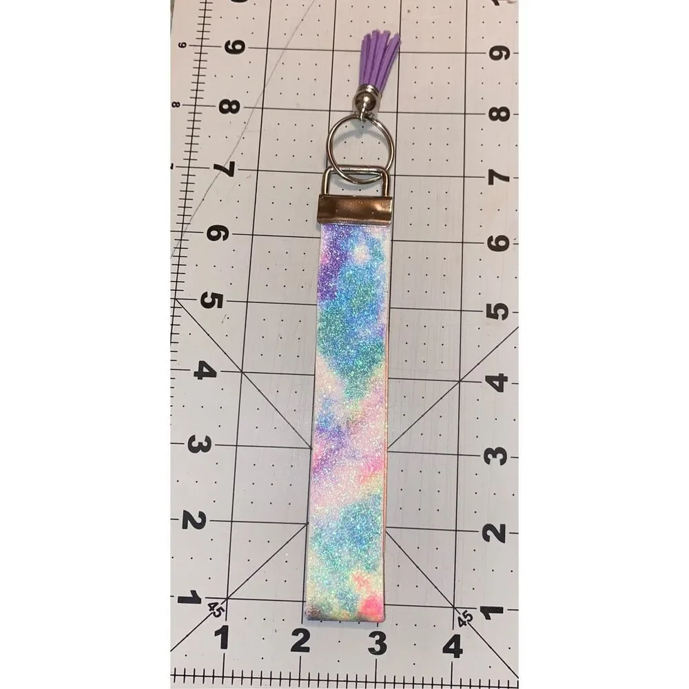 ☀️3/$9☀️ Tye Dye Glitter Keychain Wristlet With Tassel